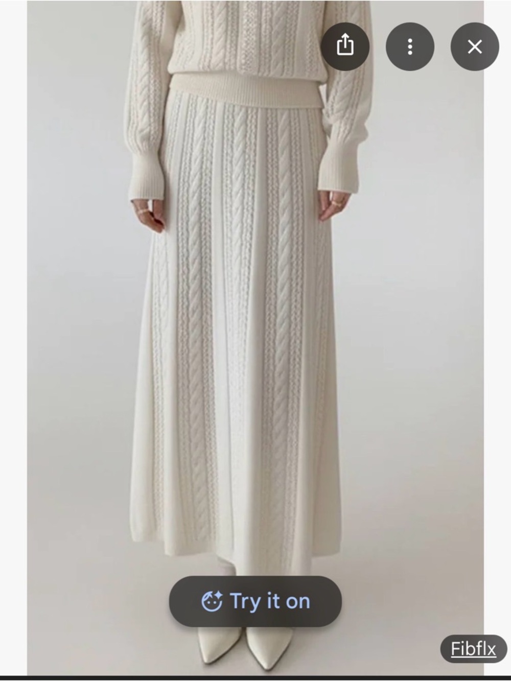 Cream Cashmere Cable-Knit Maxi Skirt Size S